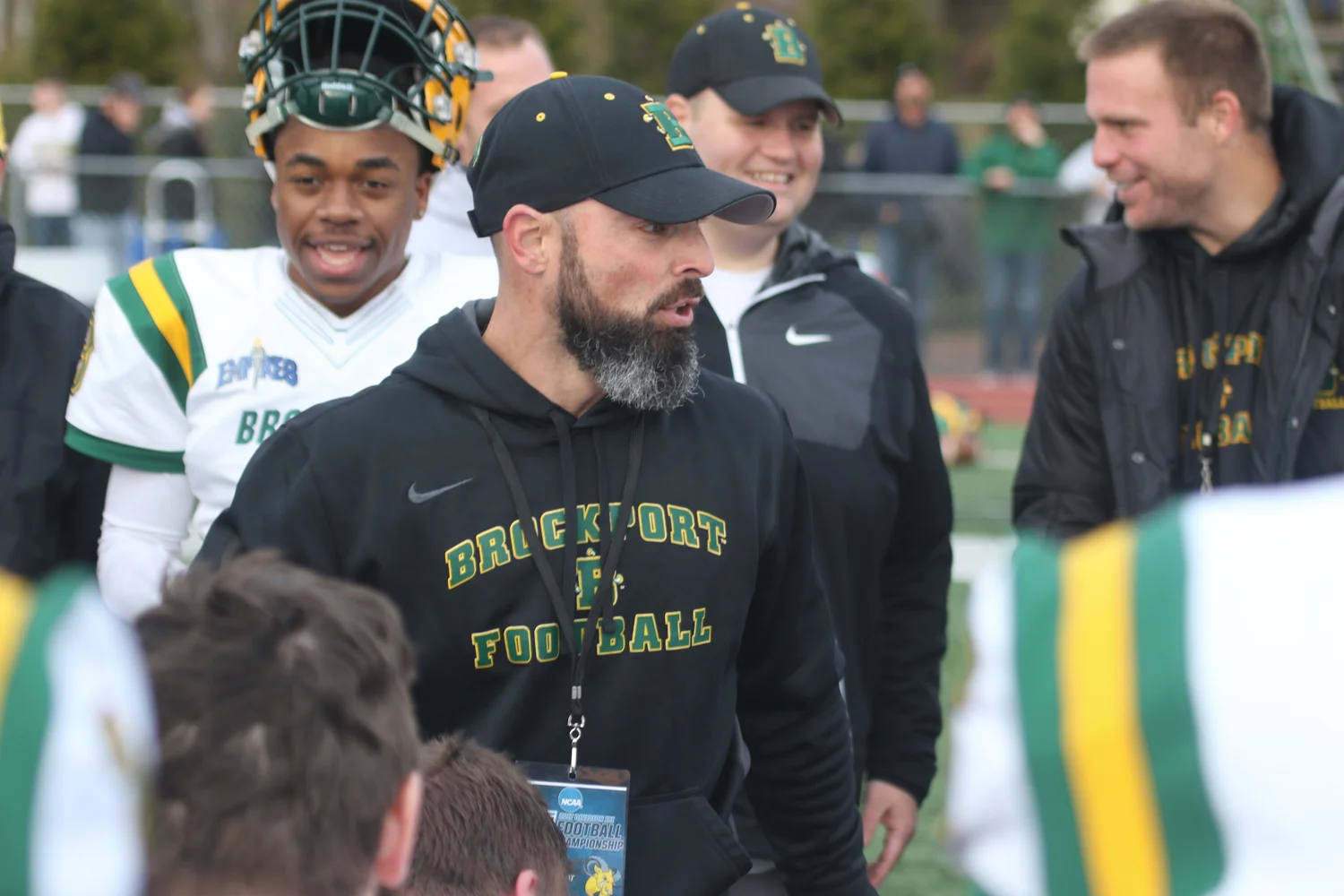 HC Jason Mangone speaking to the team after the game