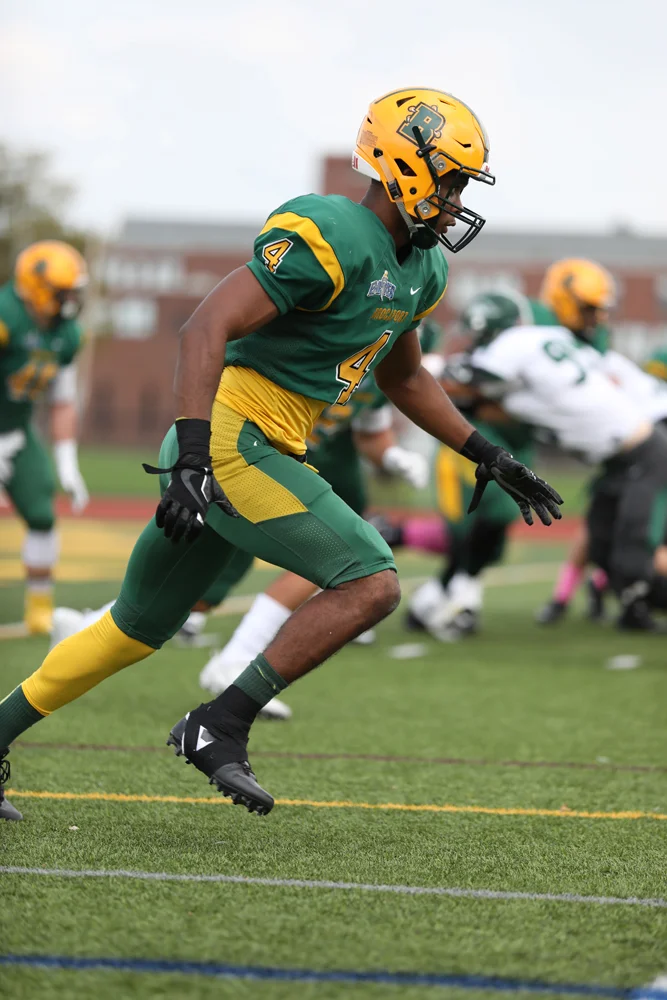 Brockport WR getting off the ball at the snap