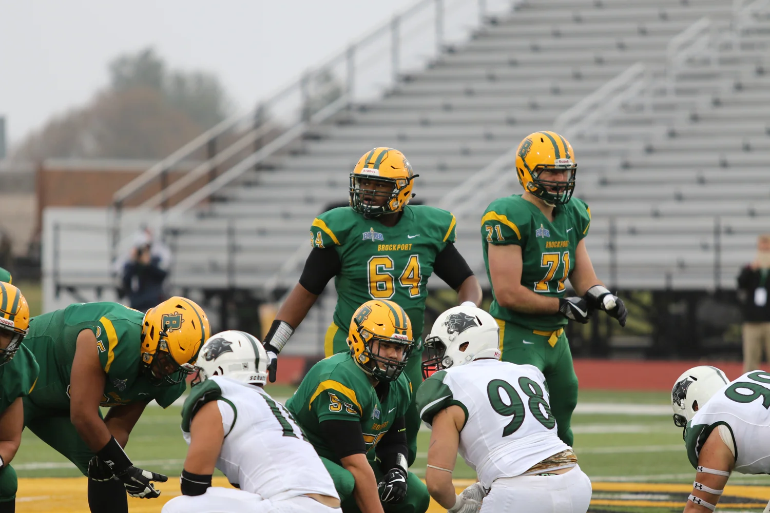 Offensive Lineman looking for signals from the sidelines