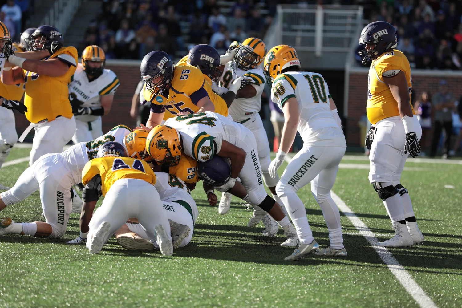 Brockport defense making the tackle