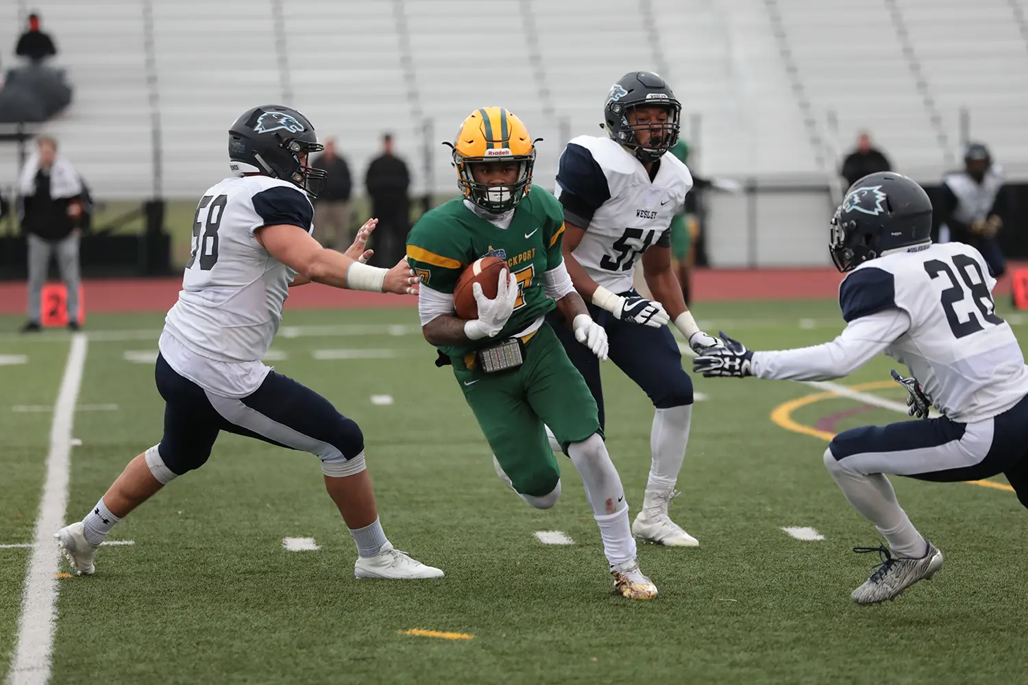 Brown splitting the defense