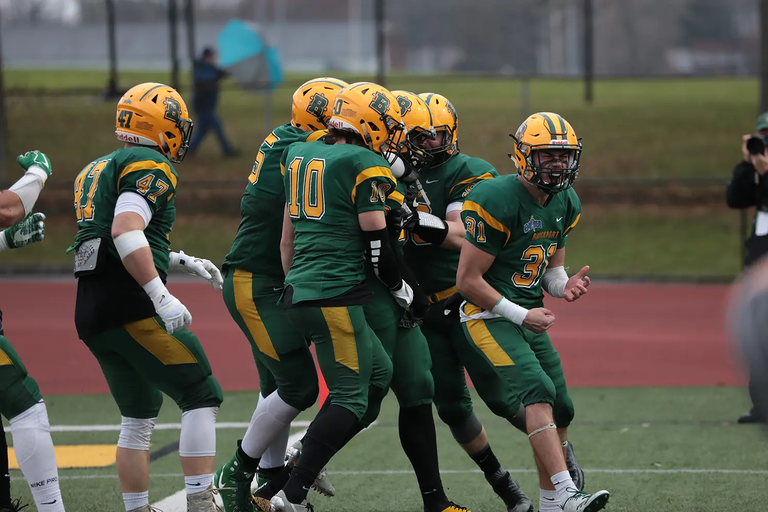 Pick Six Celebration on the Brockport Sidelines