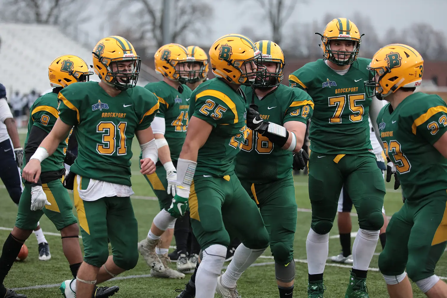 Brockport Celebrates after the turnover