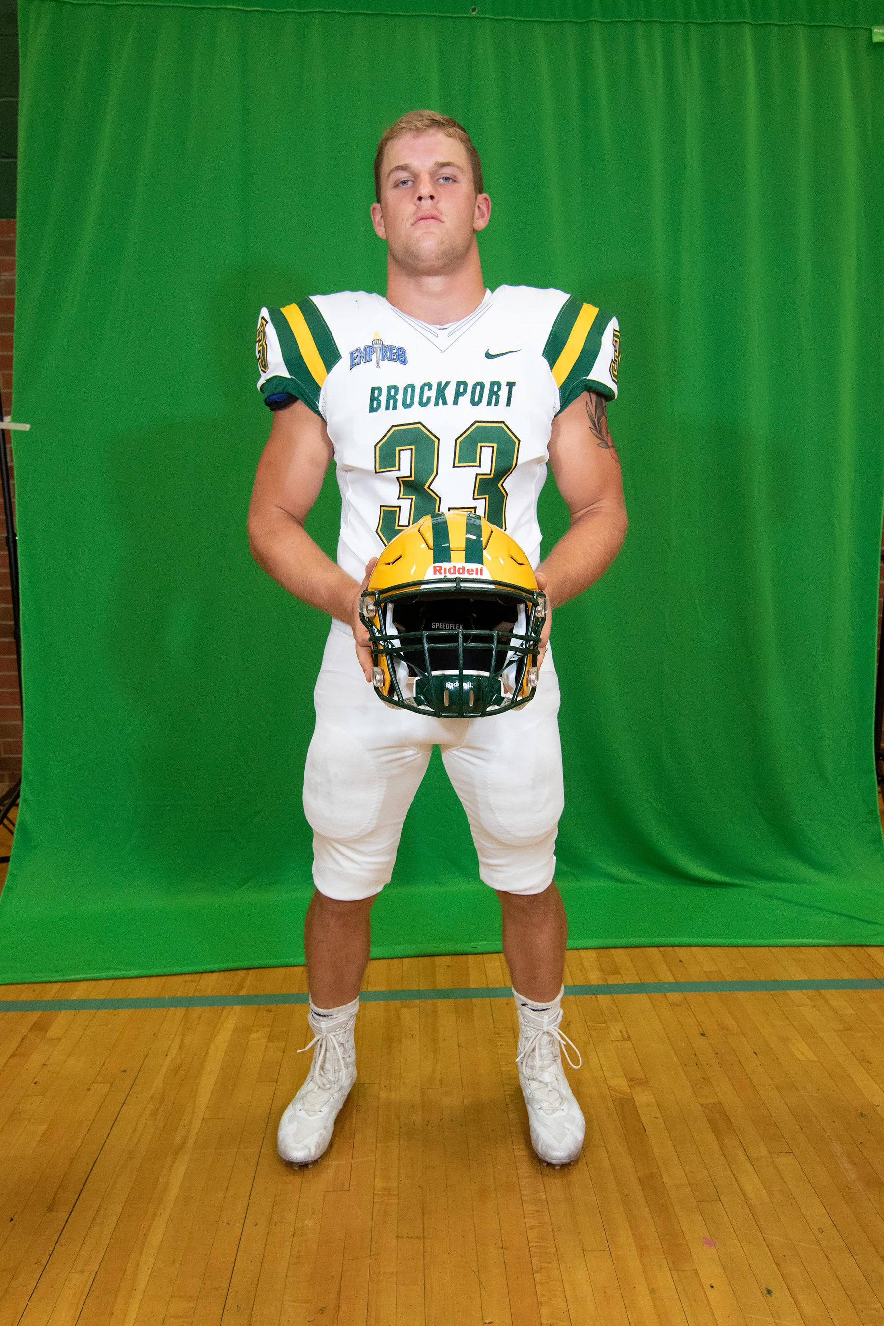 West posing for the camera on Brockport Football Media Day