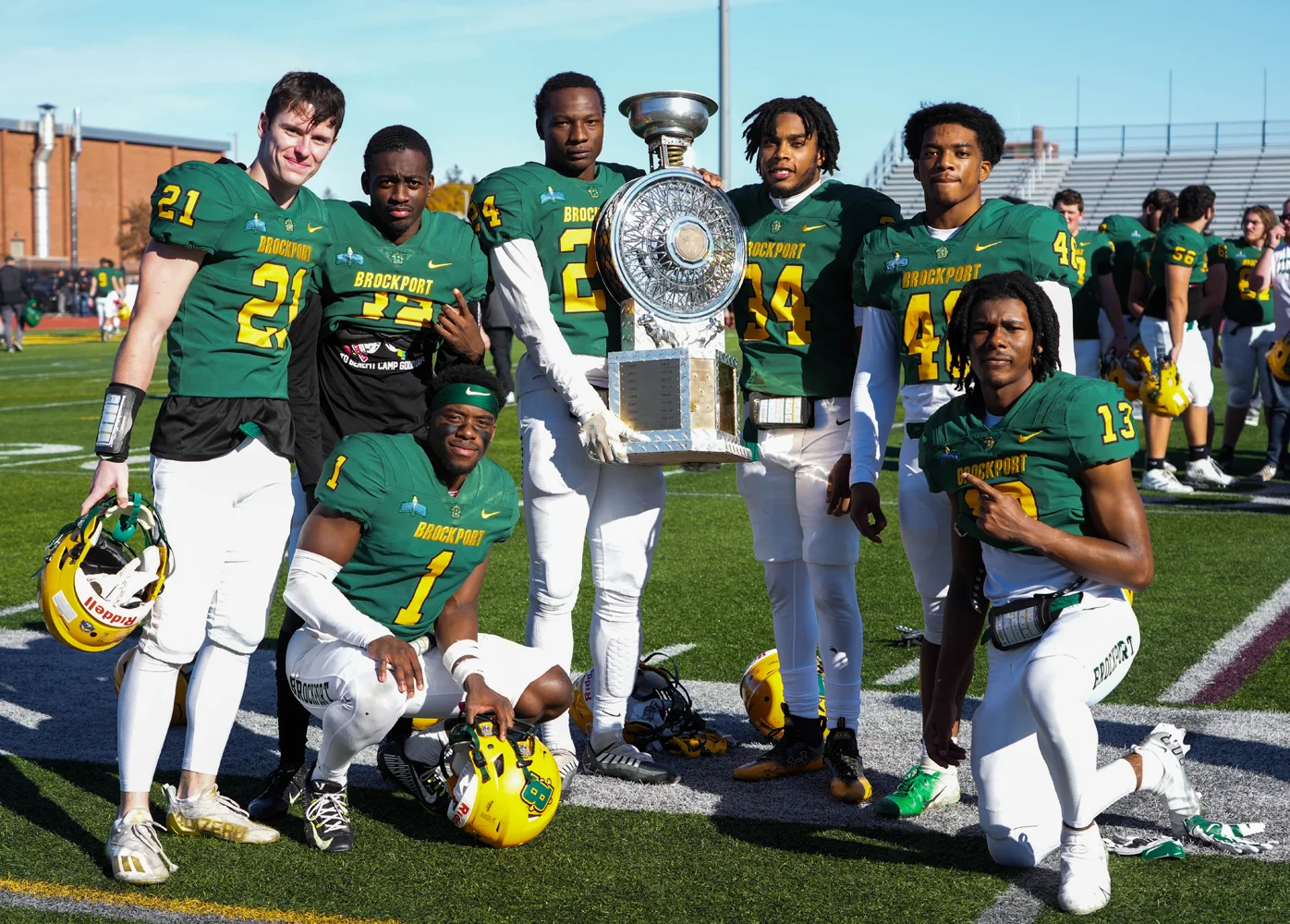 Defensive Backs holding the hardware