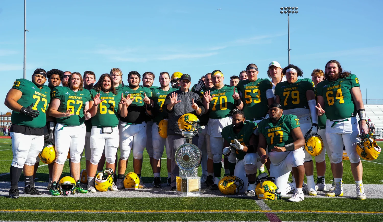 OLineman holding the trophy