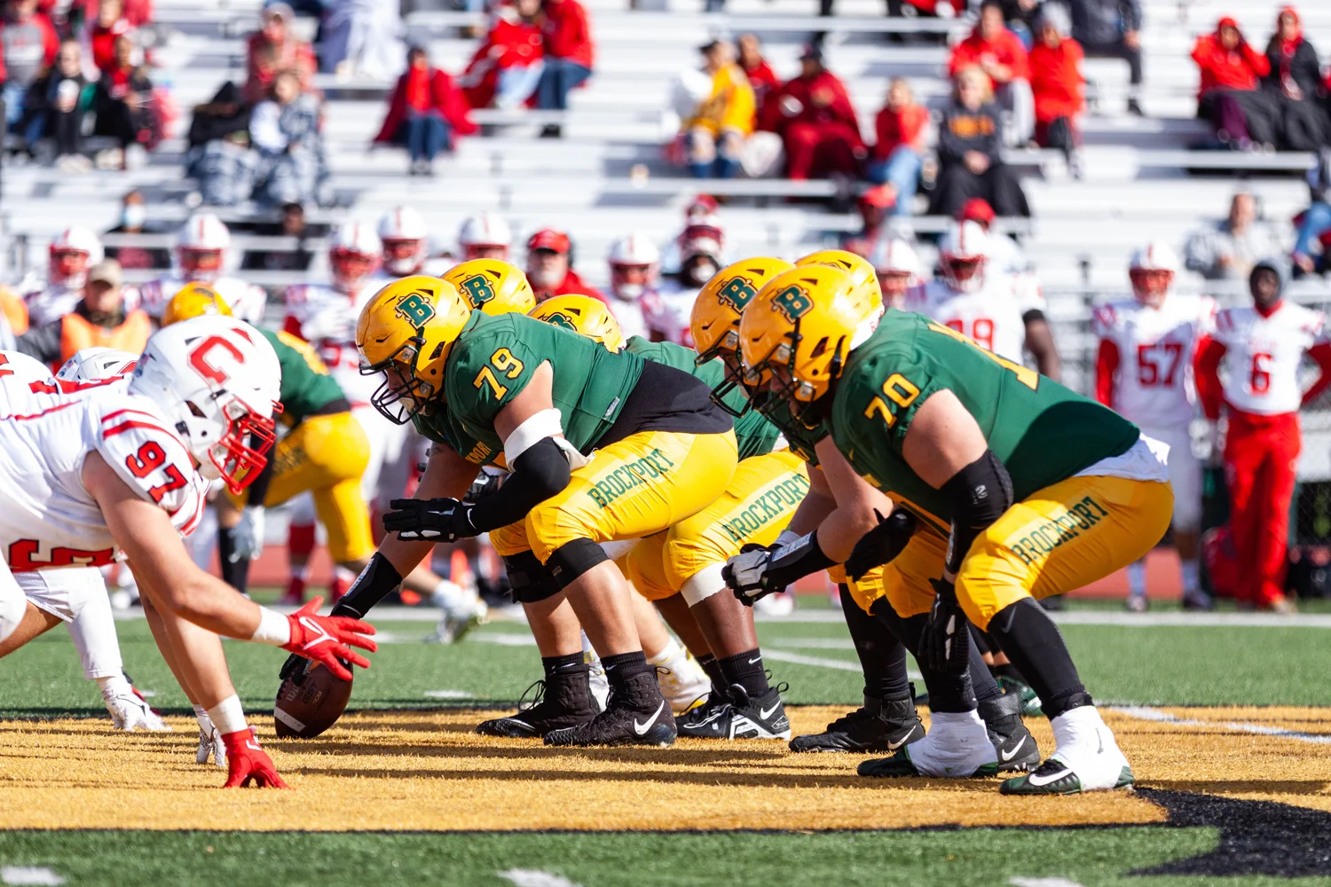 OL ready for the snap of the ball