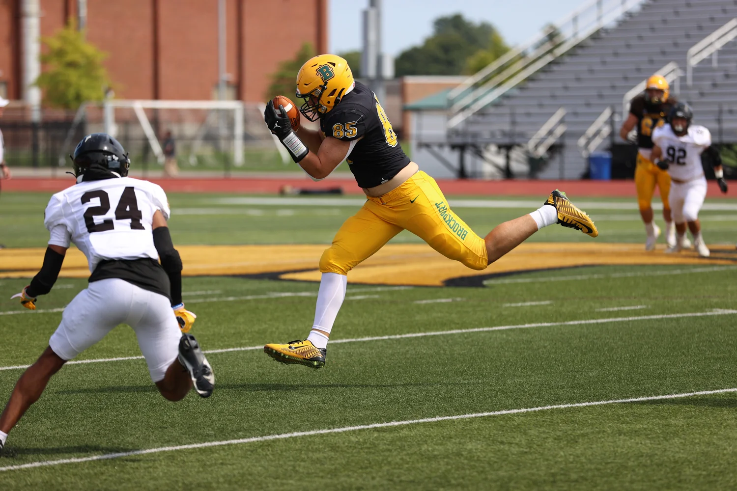 TE hauling in the difficult catch