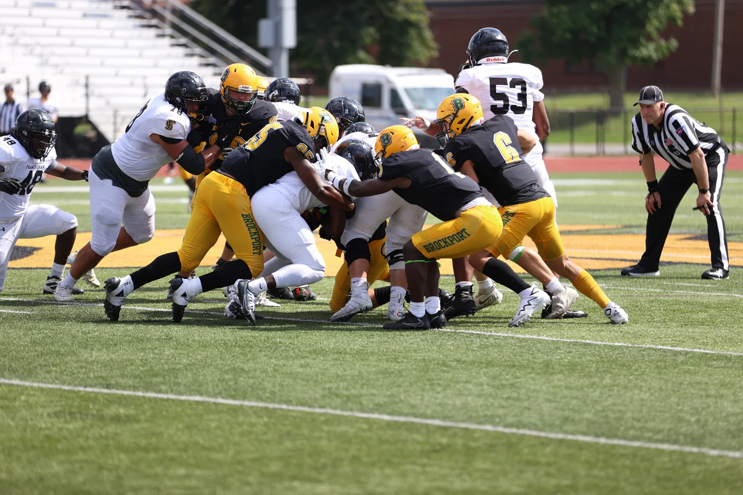 Brockport defense making the tackle