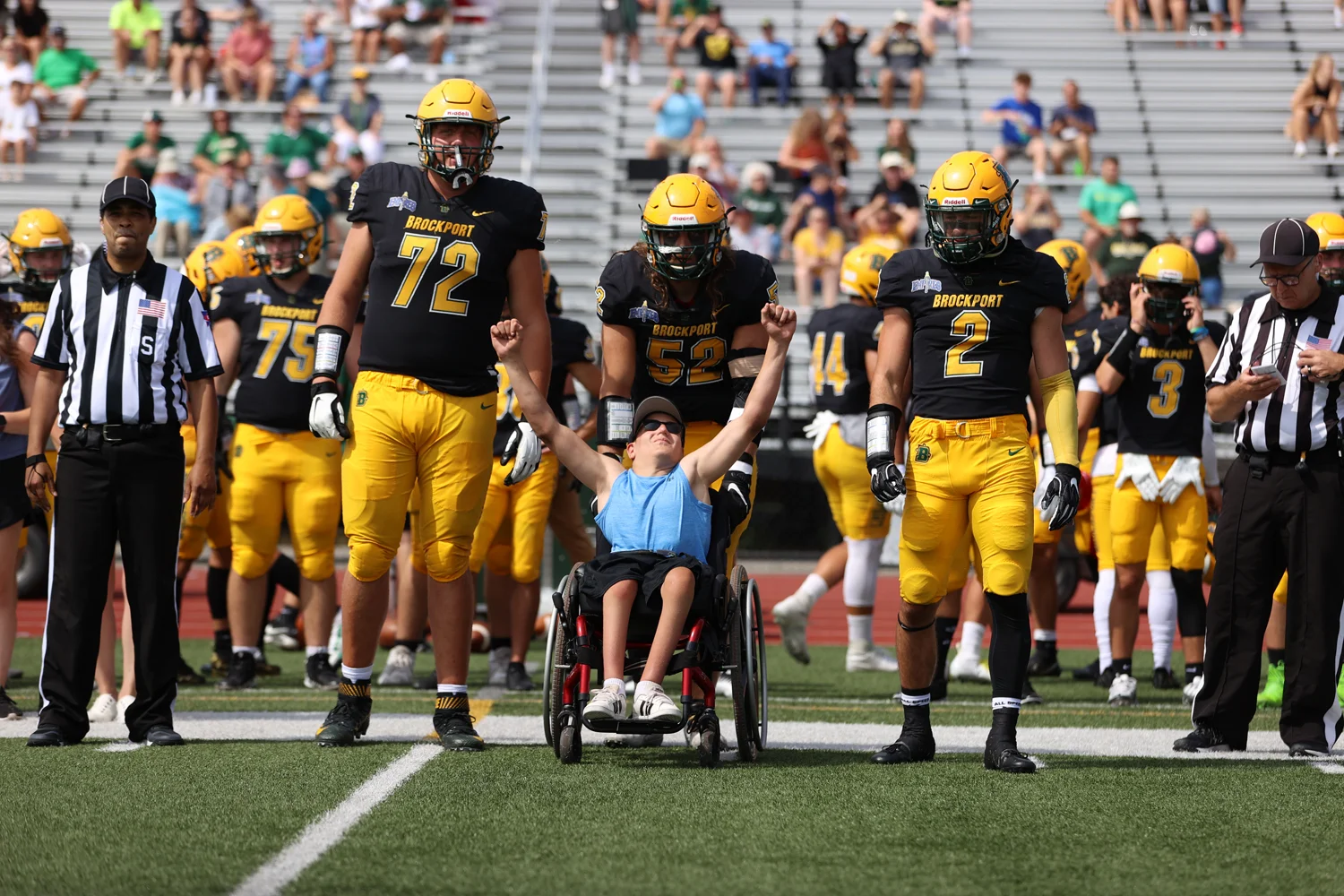 Jay celebrating before the coin toss