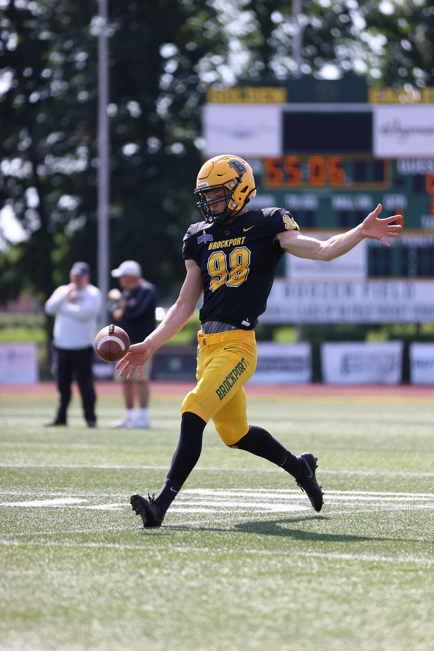 Punter punting during warm ups