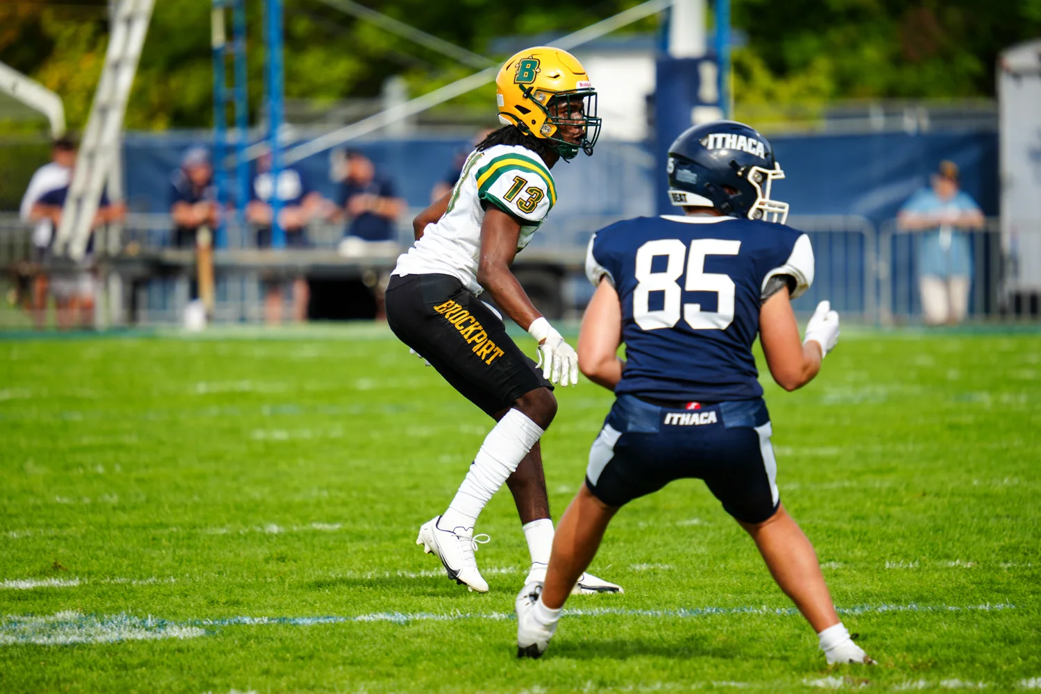 DB covering the Ithaca WR