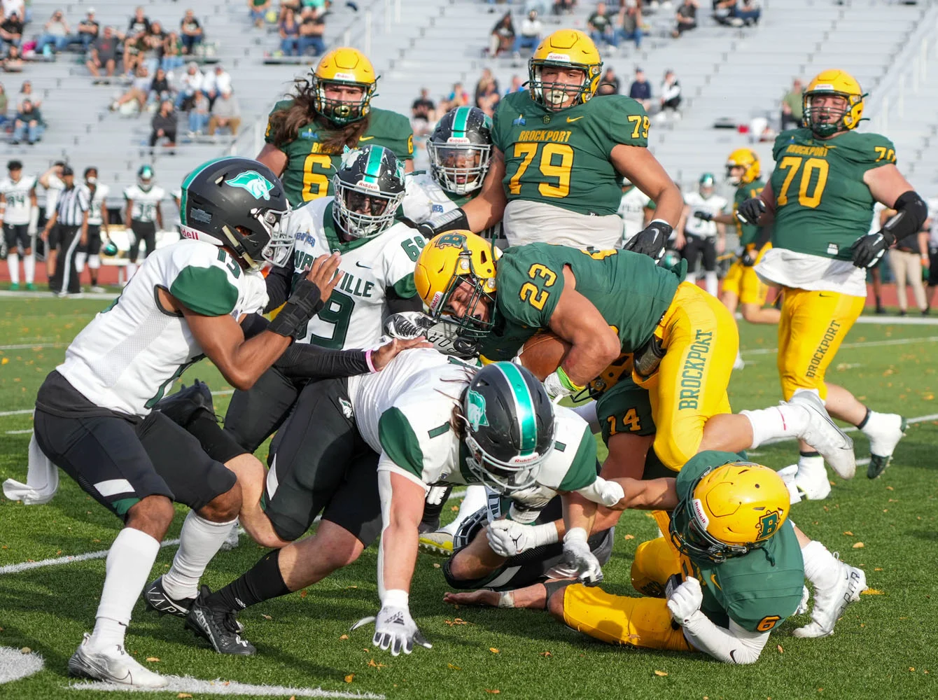 Brockport RB getting stopped by the defense