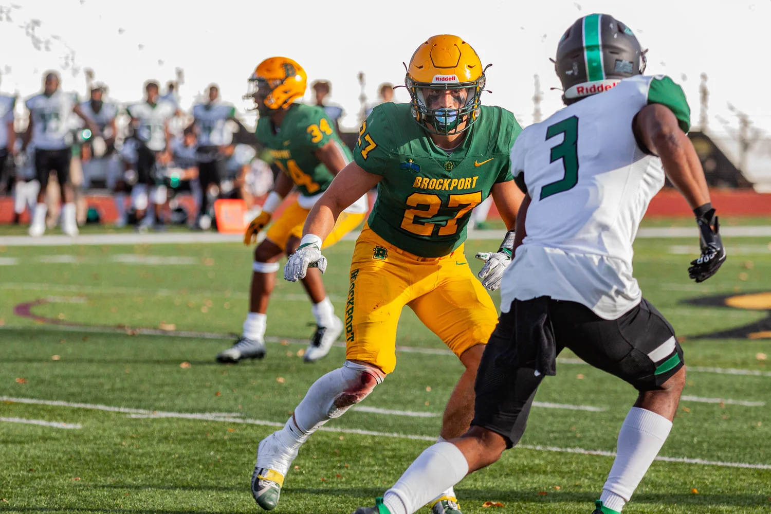 Brockport LB covering the WR