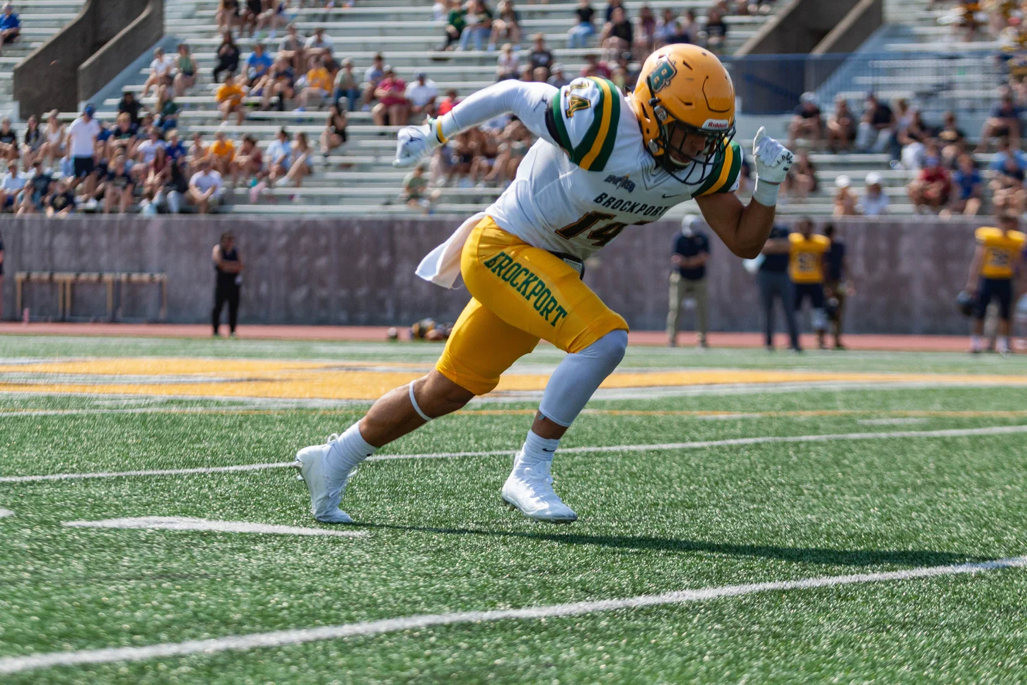 WR getting of the line at the snap