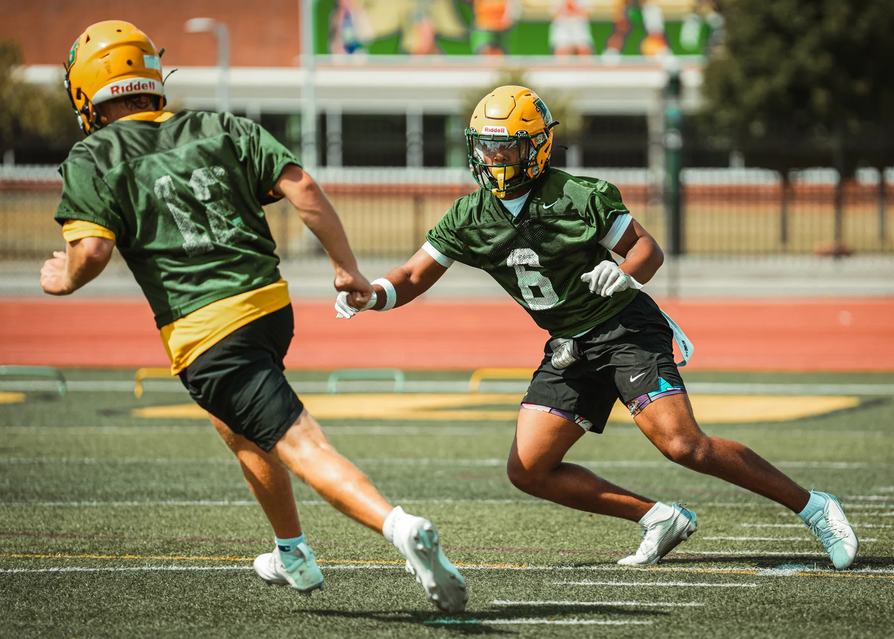 DB following the WR at Brockport practice