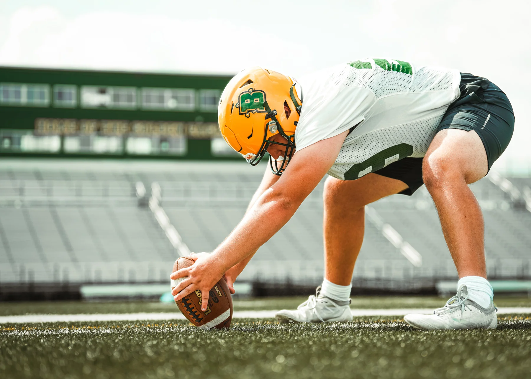 Brockport Long Snapper getting ready to snap the ball