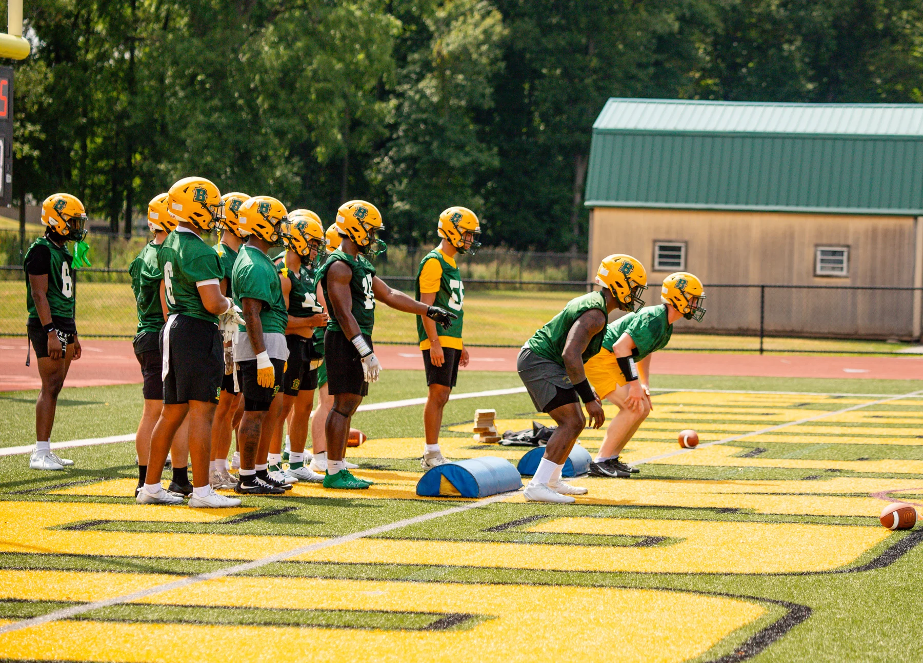 Players about to start the drill for Brockport