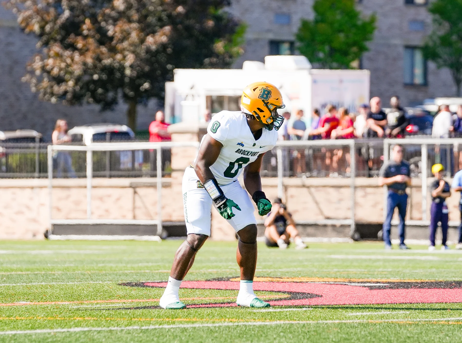 Brockport LB Set for the play