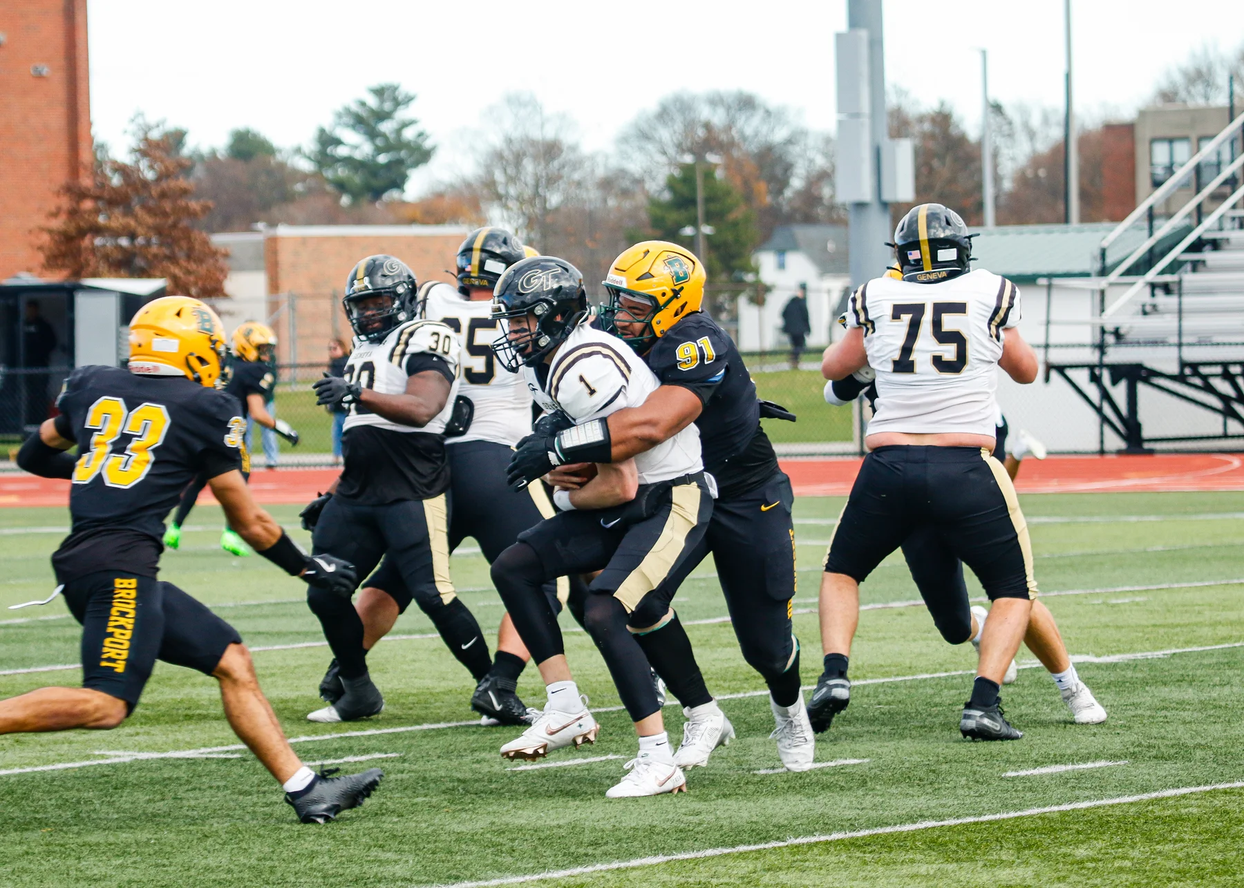 Brockport with the tackle