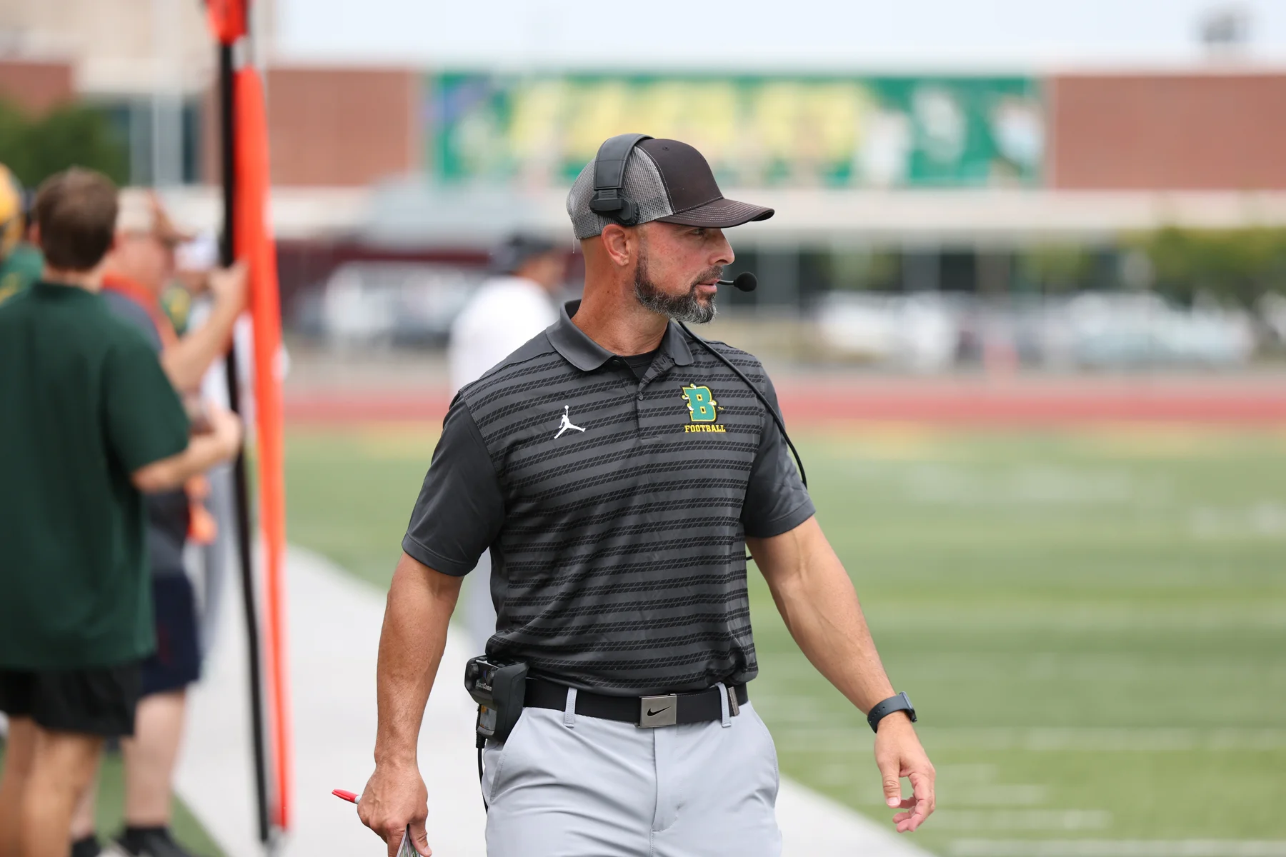 Coach Mangone roaming the sidelines