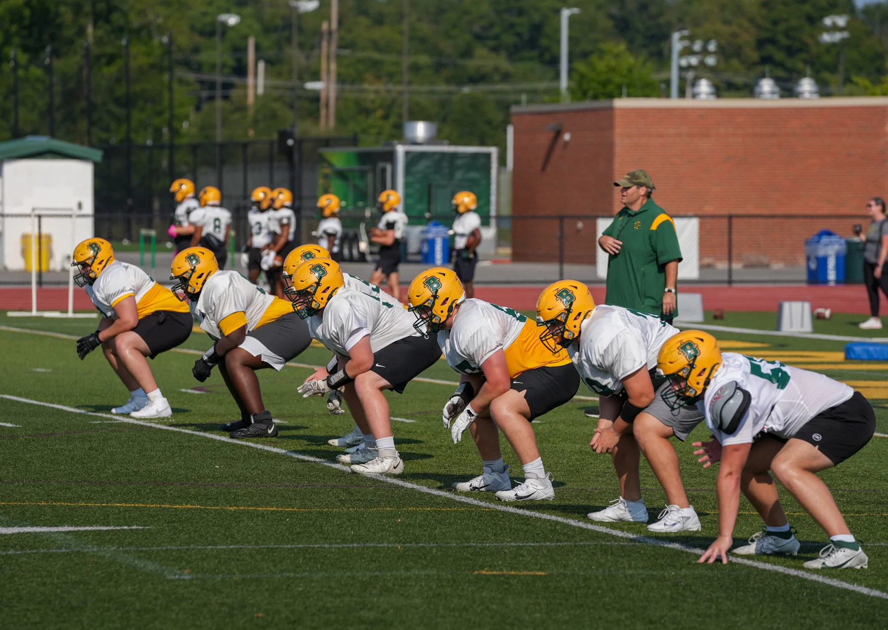 OL running through the drills for Brockport