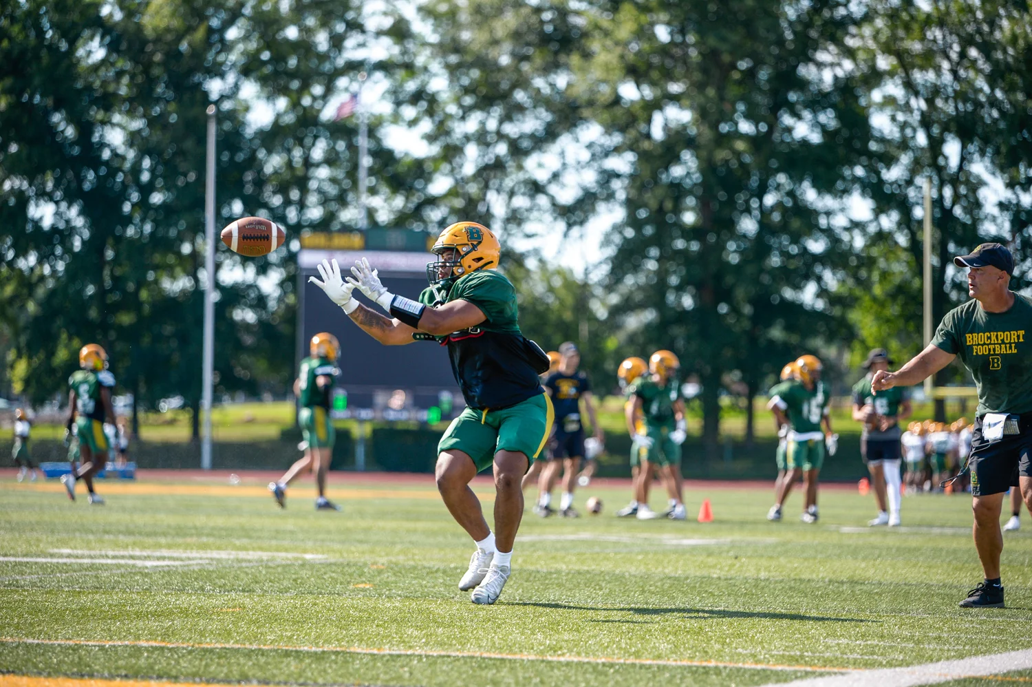 Brockport player about to make a catch