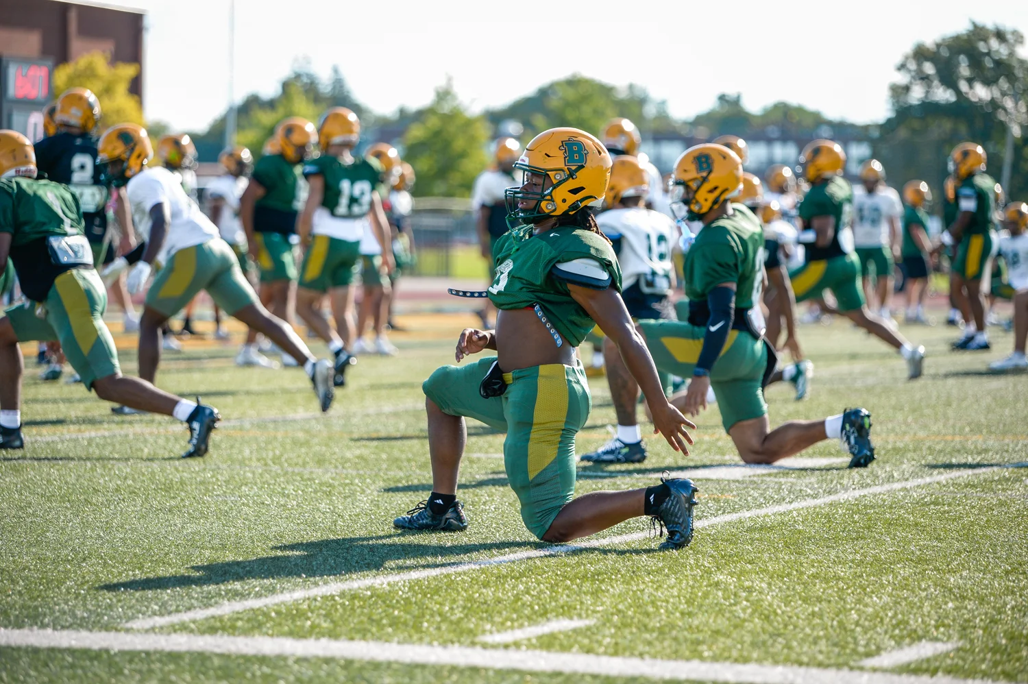 Brockport stretching out before practice