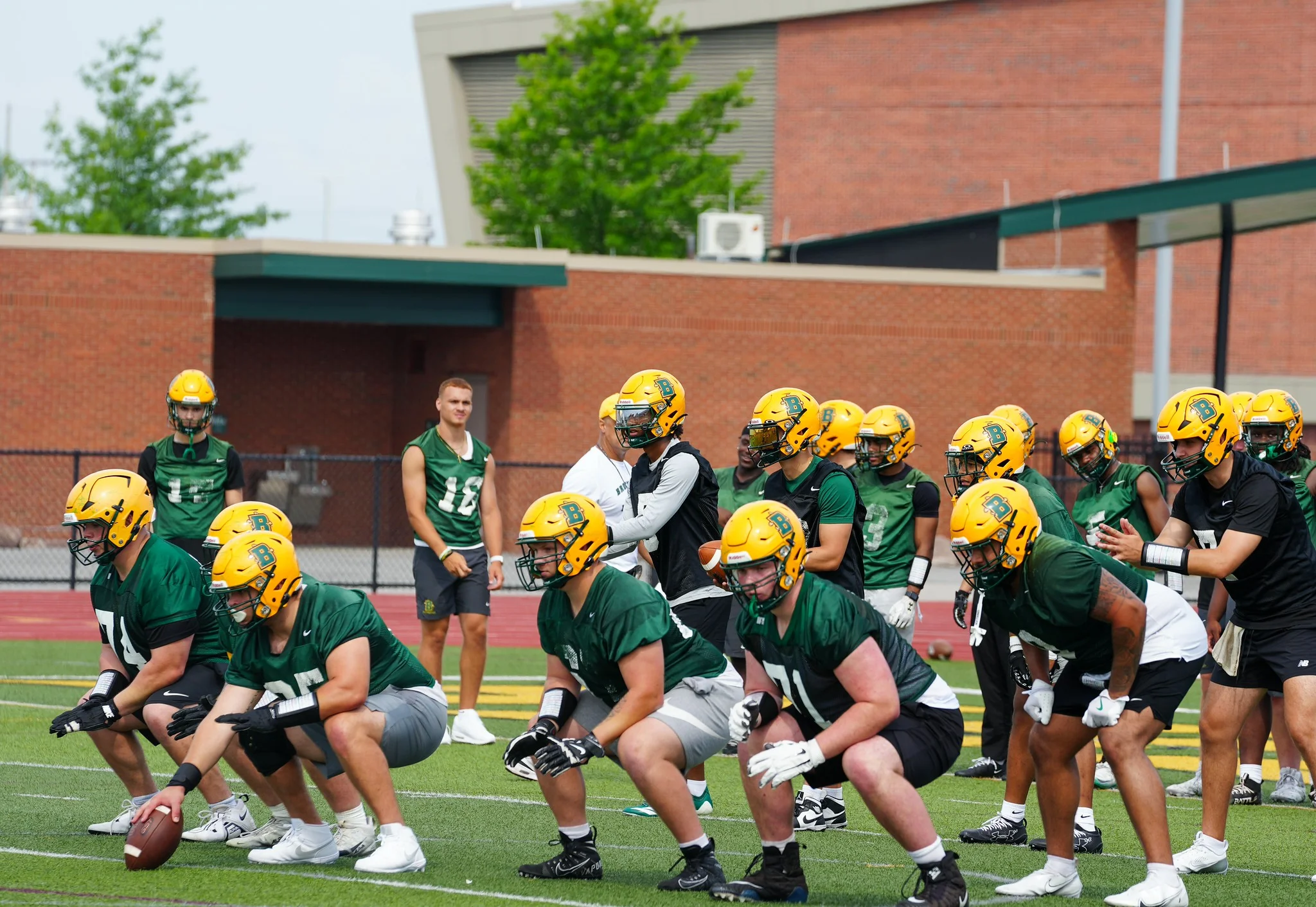 Offense getting in reps during the first outdoor practice