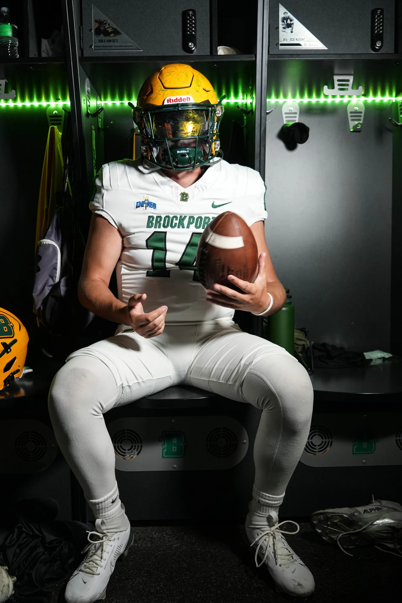 Brockport QB in the lockerroom on Media Day 2026