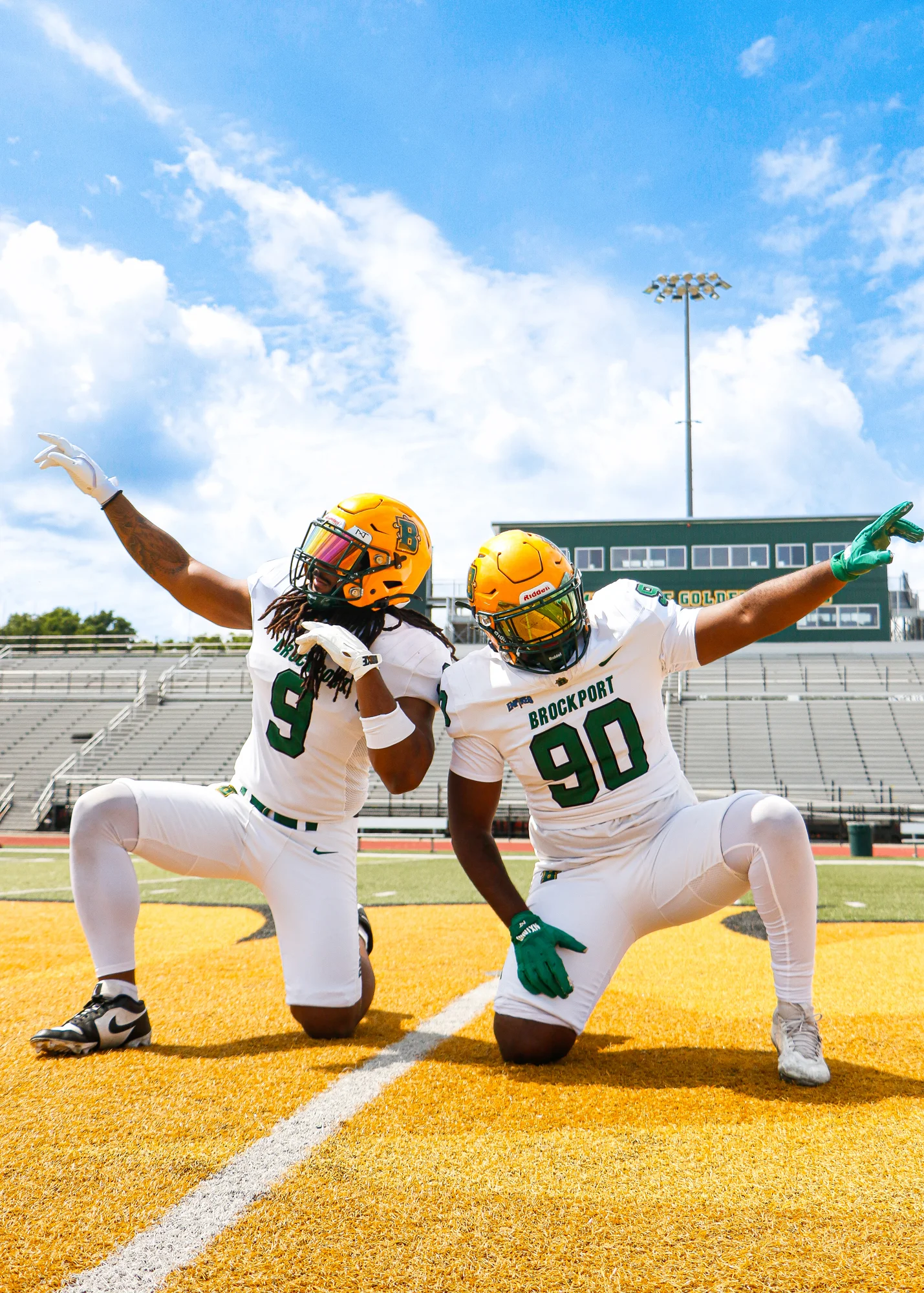 Brockport players on the field on Media Day 2026
