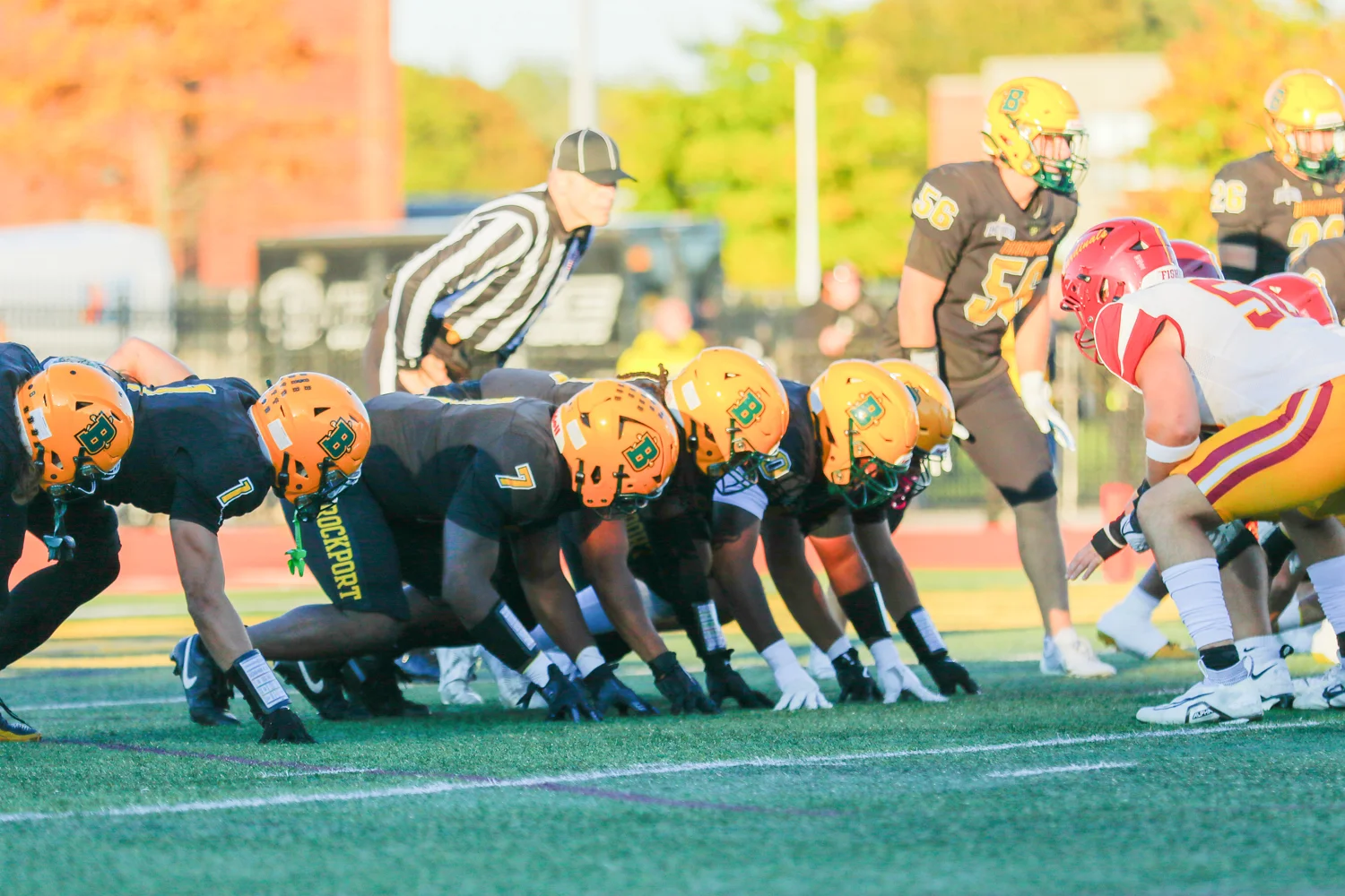 Brockport Golden Eagles Football ready to block a kick