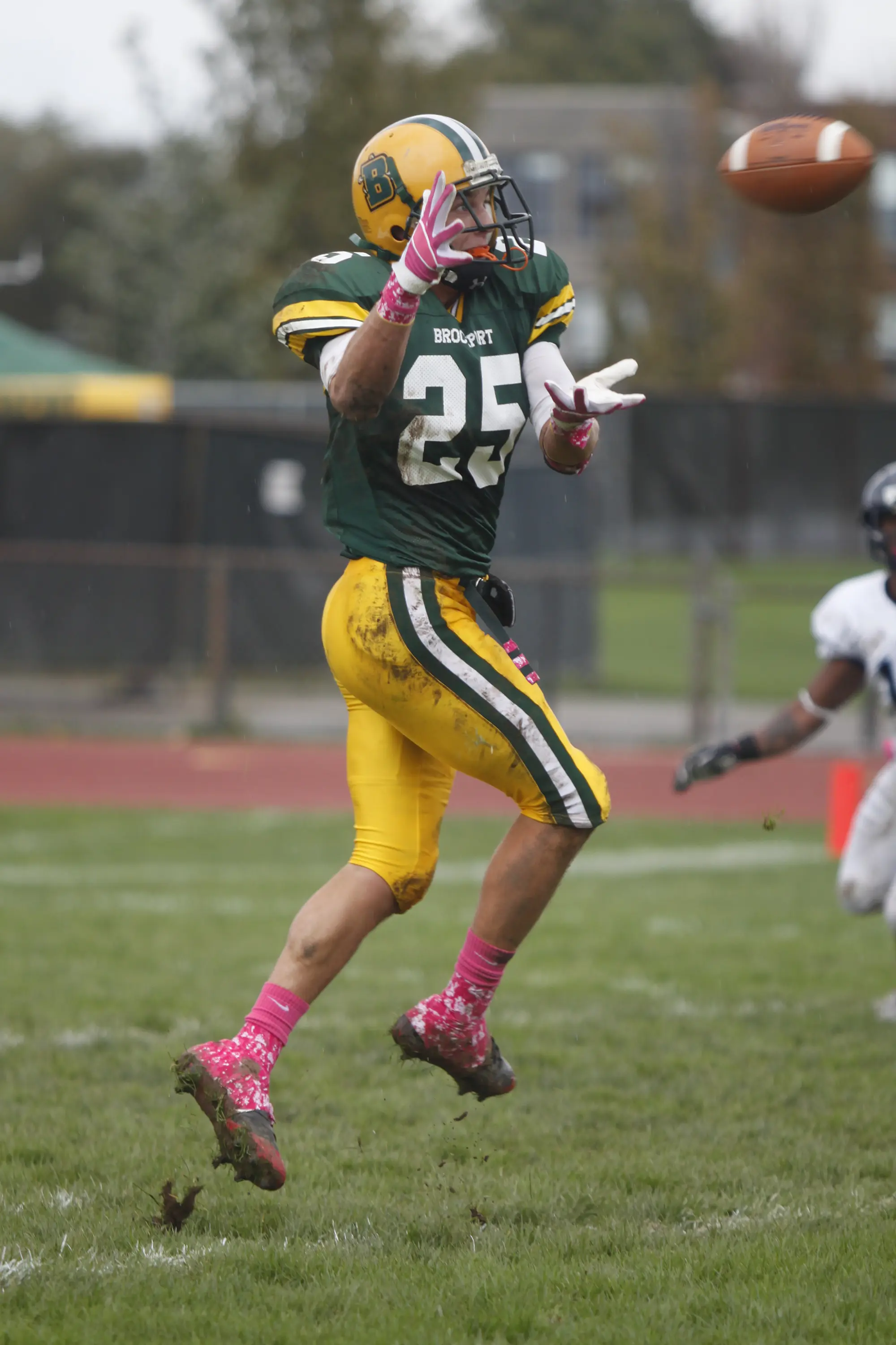 Wide Receiver Andrew Mrozek holds the record for most yards gained in a game with 252 set against W. Connecticut in 2012